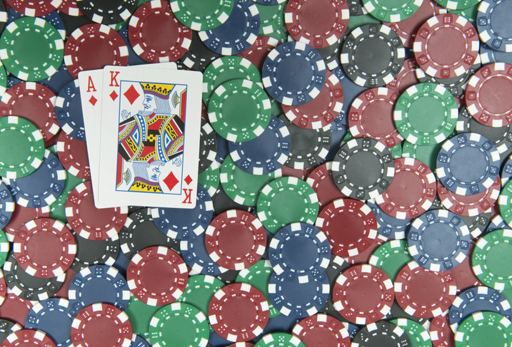 Poker Chips w/ Blackjack Ace & King of Diamonds