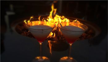 Martini Against Bonfire At Night