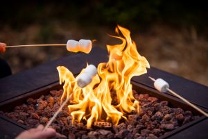 Cooking S'mores by a Fire Pit