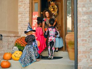 Children in Costume on Halloween Trick or Treating