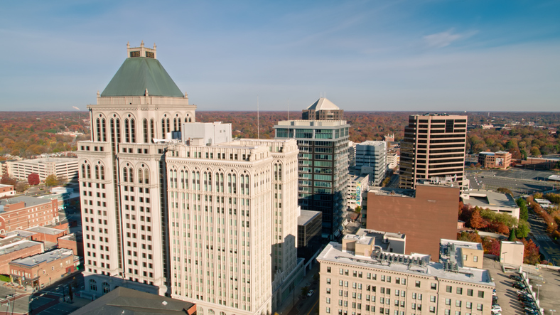 Aerial View of Jefferson Standard Building in Greensboro, North Carolina